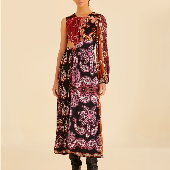 FARM RIO NWT Sweet Mermaids Black One Shoulder